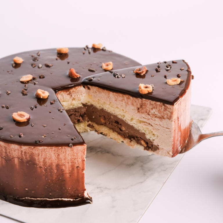 Chocolate Cake with Hazelnut Bar Top view